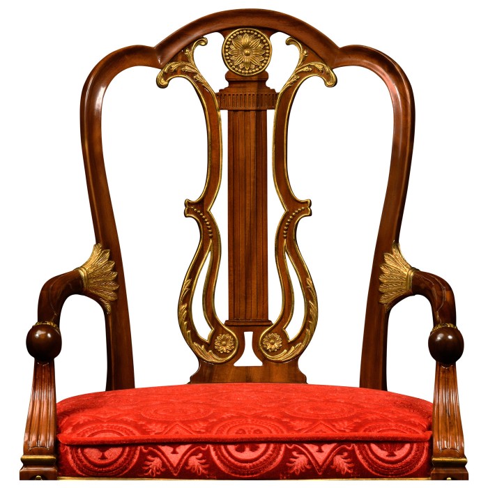 Neo-classical gilded lyre back dining armchair