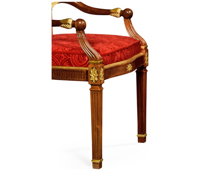 Neo-classical gilded lyre back dining armchair