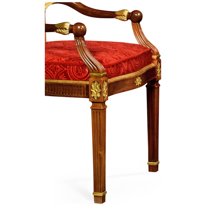 Neo-classical gilded lyre back dining armchair