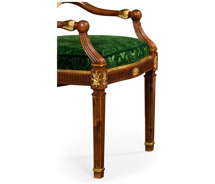 Neo-classical gilded lyre back dining armchair
