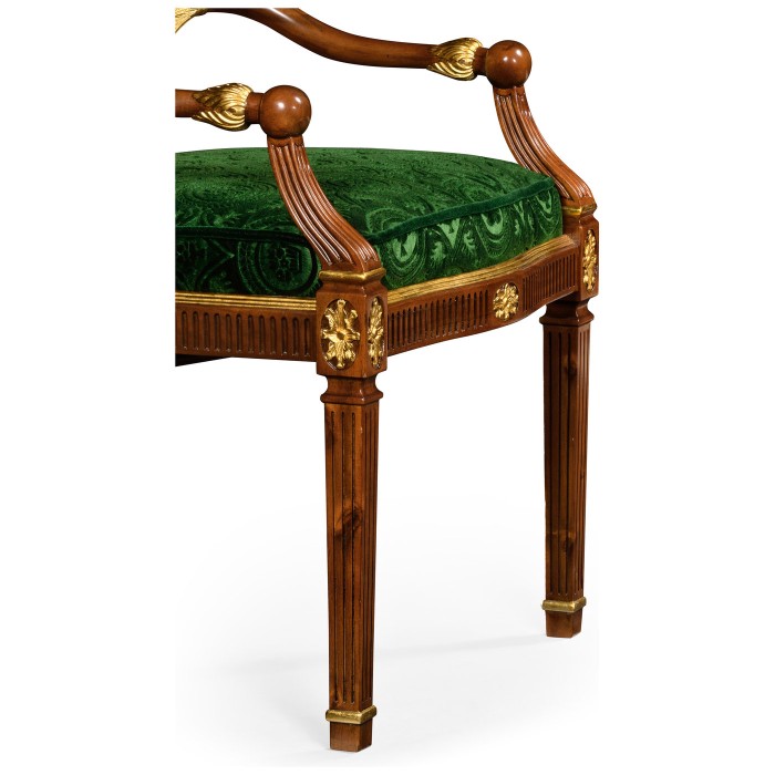 Neo-classical gilded lyre back dining armchair