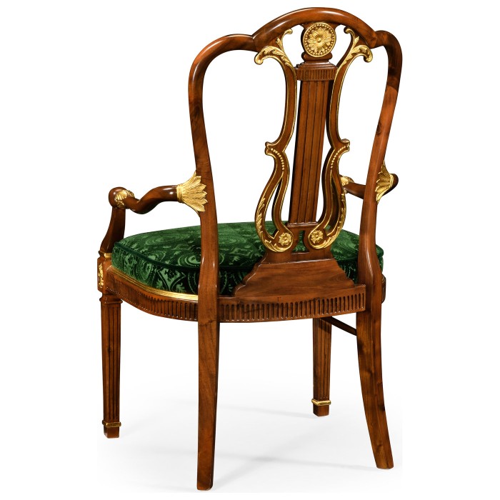 Neo-classical gilded lyre back dining armchair