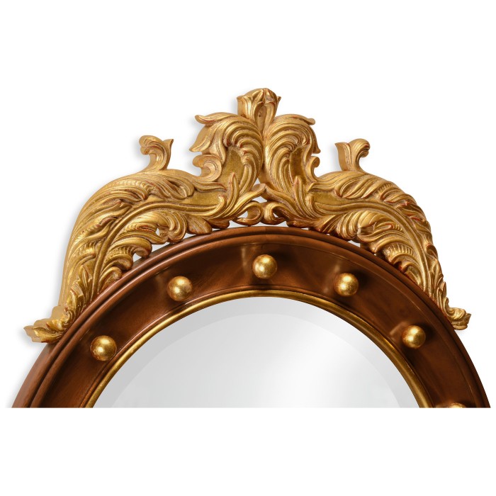 Mahogany & gilt round convex eglomise mirror (Medium)