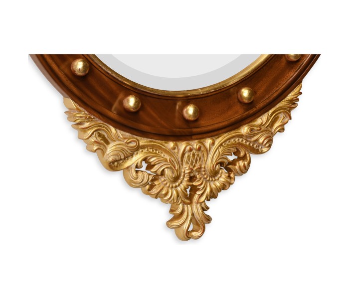 Mahogany & gilt round convex eglomise mirror (Medium)