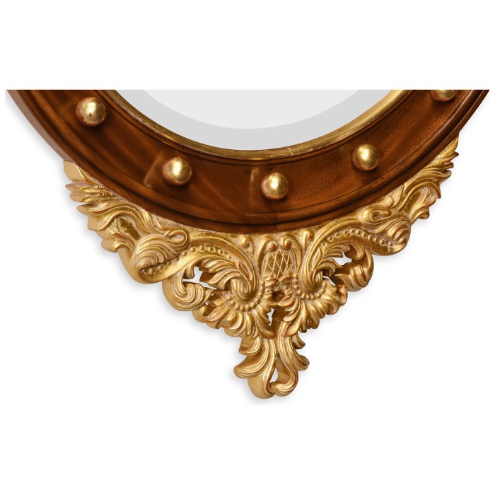 Mahogany & gilt round convex eglomise mirror (Medium)