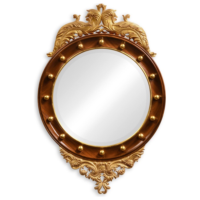 Mahogany & gilt round convex eglomise mirror (Medium)