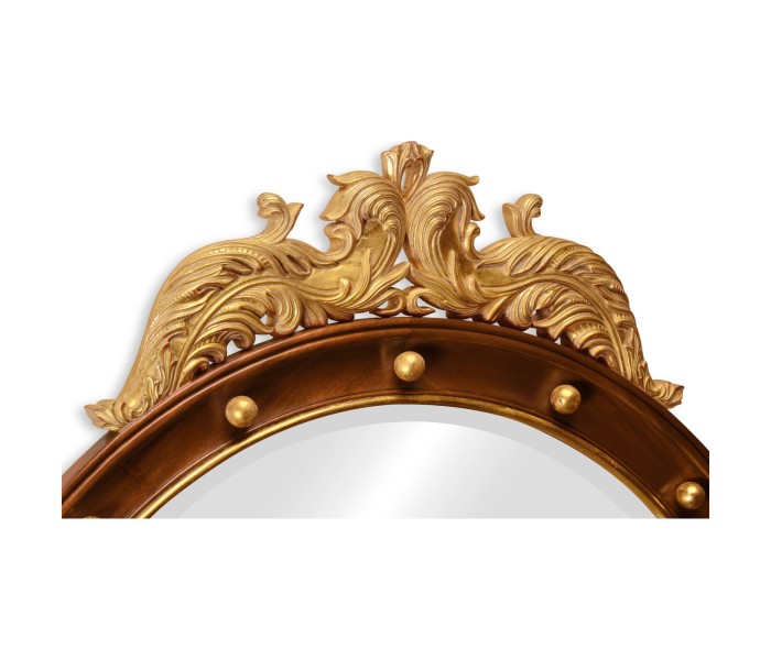 Mahognay & gilt round convex eglomise mirror (Large)