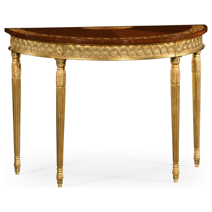 Mahogany demilune console table