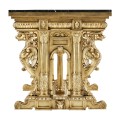 French Library Table - Gold leaf & Nero Marquina marble top