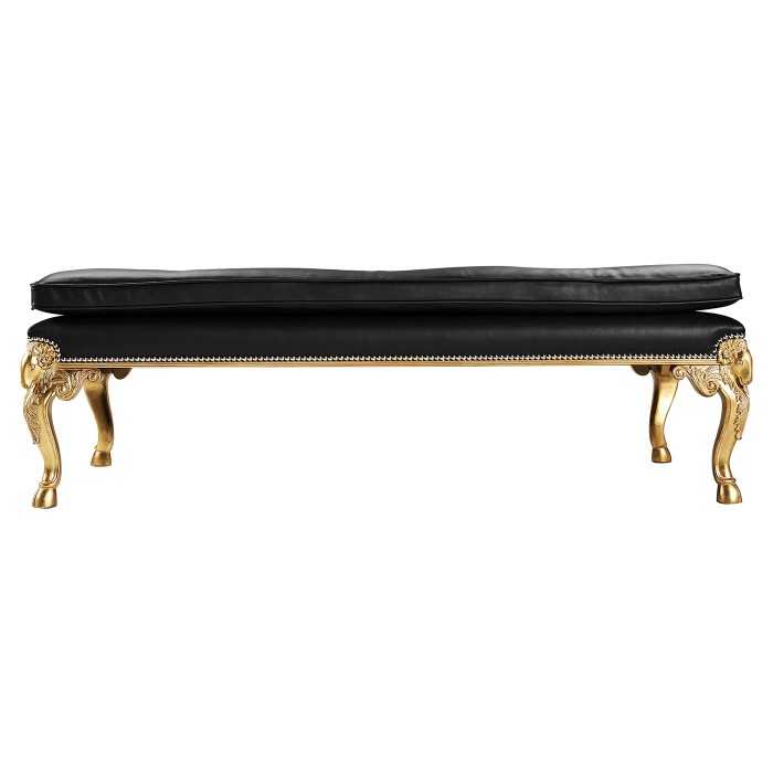 Ocala Large tarporley gold leaf stool - black leather