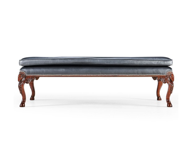 Ocala Large tarporley Mahogany finish stool - black leather