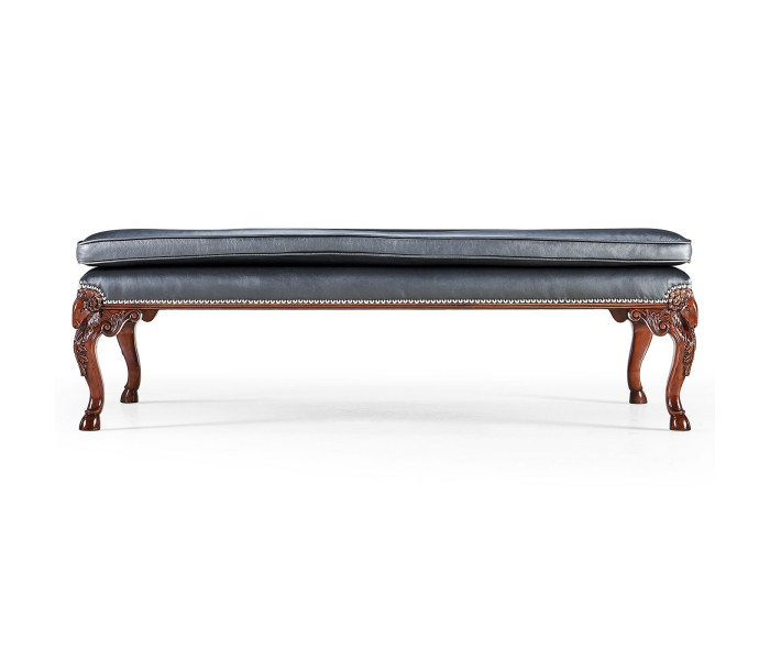 Ocala Large tarporley Mahogany finish stool - black leather