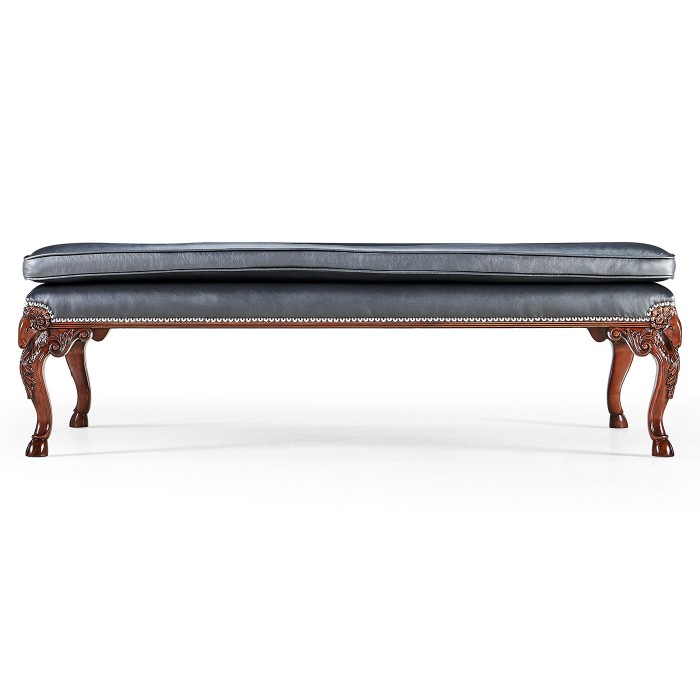 Ocala Large tarporley Mahogany finish stool - black leather