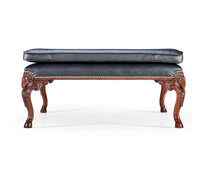 Ocala Large tarporley Mahogany finish stool - black leather