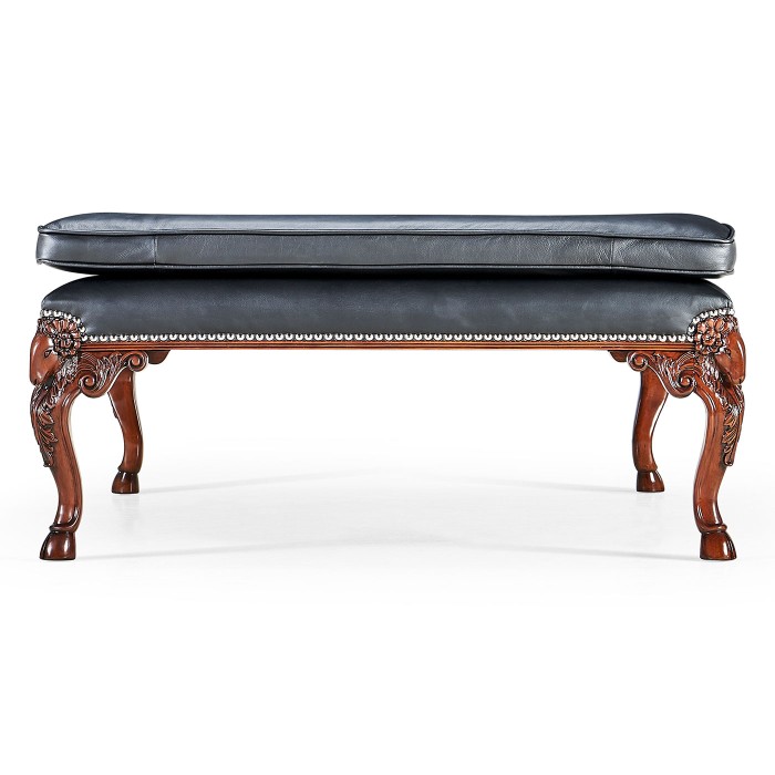Ocala Large tarporley Mahogany finish stool - black leather