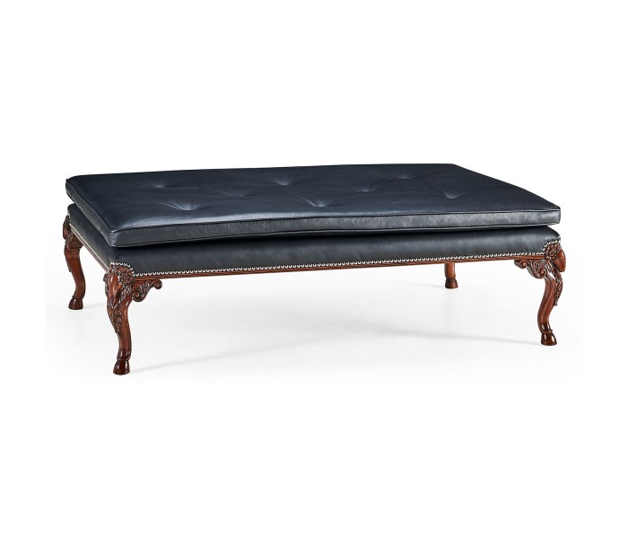 Ocala Large tarporley Mahogany finish stool - black leather