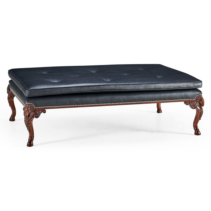 Ocala Large tarporley Mahogany finish stool - black leather