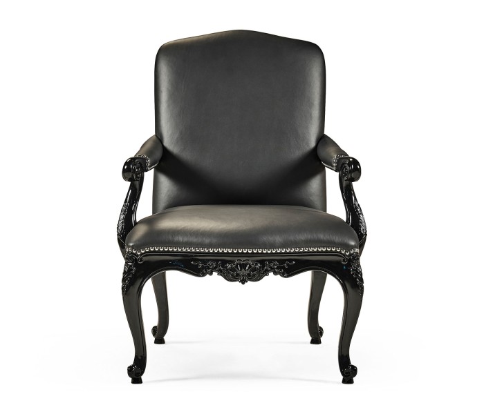 Clivedon Carved Chair - black leather