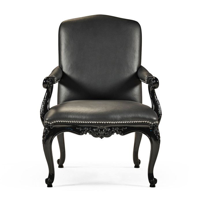 Clivedon Carved Chair - black leather