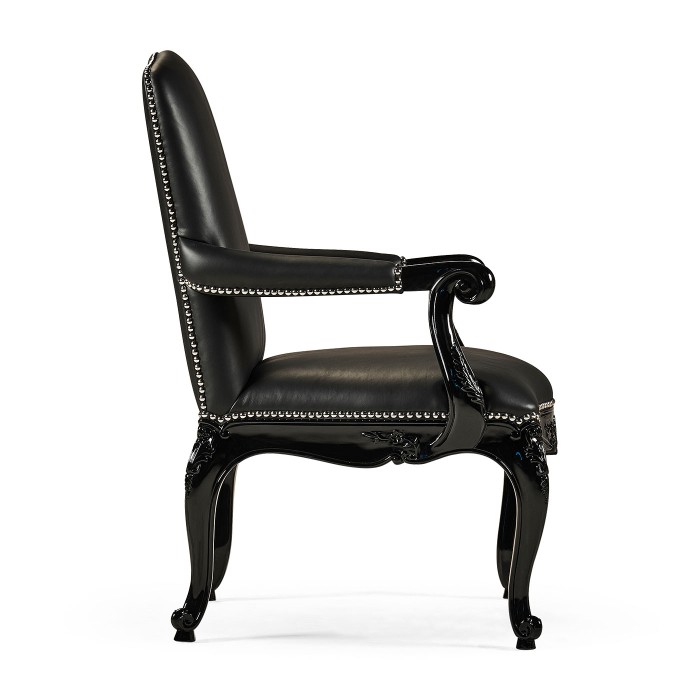 Clivedon Carved Chair - black leather