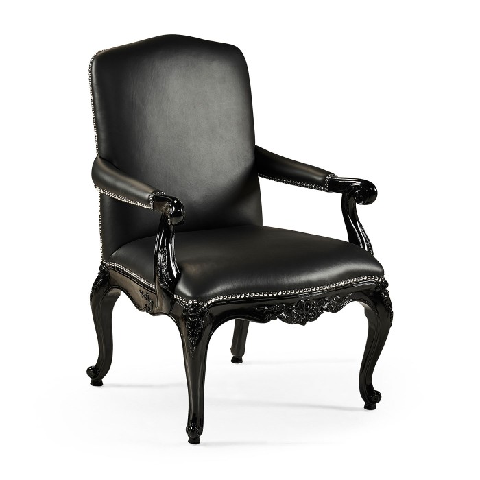 Clivedon Carved Chair - black leather