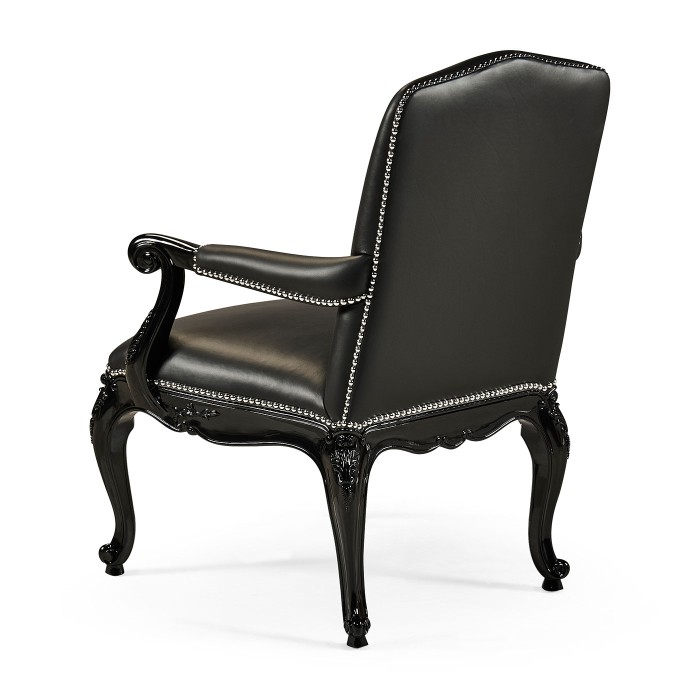 Clivedon Carved Chair - black leather