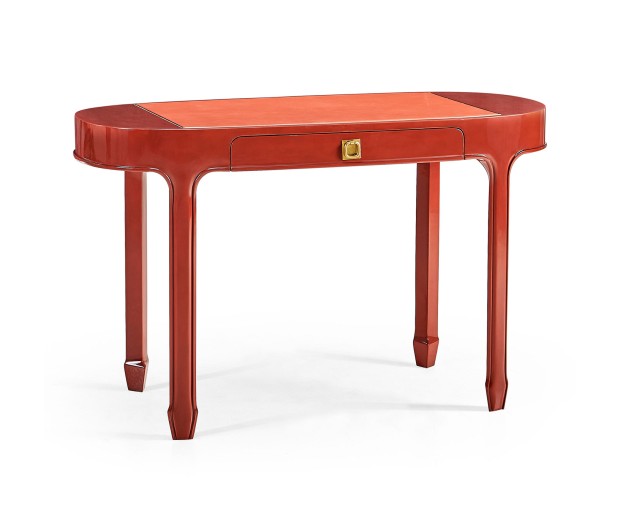 Oval Desk - RED  BRICK LEATHER 031-01-00210
