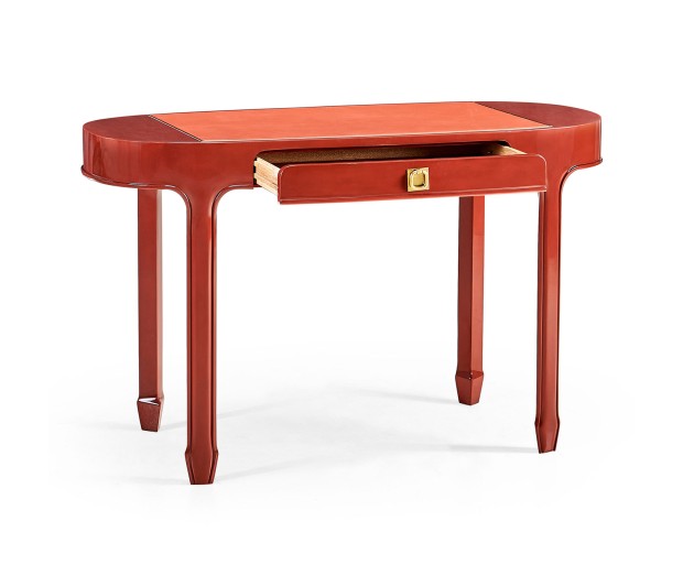 Oval Desk - RED  BRICK LEATHER 031-01-00210