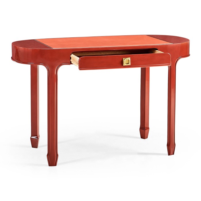 Oval Desk - RED  BRICK LEATHER 031-01-00210