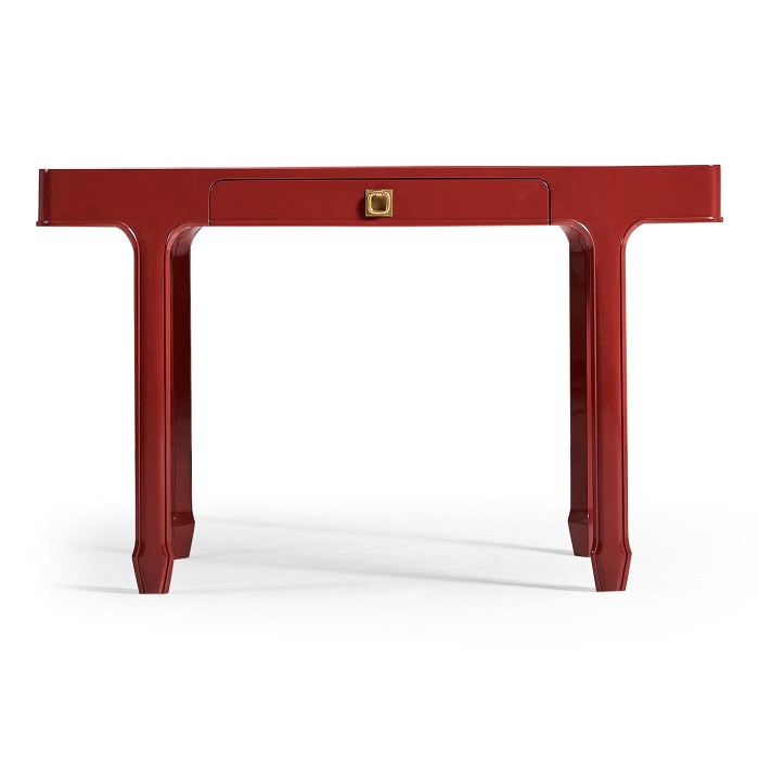 Rectangular Desk (120) - RED BRICK LEATHER - socket