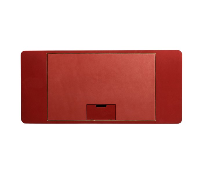 Rectangular Desk (120) - RED BRICK LEATHER - socket