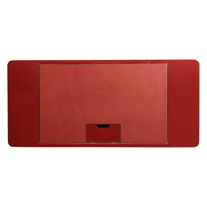 Rectangular Desk (120) - RED BRICK LEATHER - socket