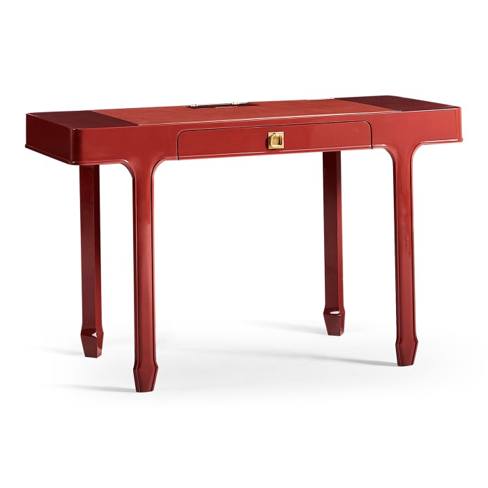 Rectangular Desk (120) - RED BRICK LEATHER - socket