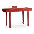 Rectangular Desk (120) - RED BRICK LEATHER - socket