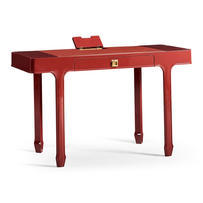 Rectangular Desk (120) - RED BRICK LEATHER - socket