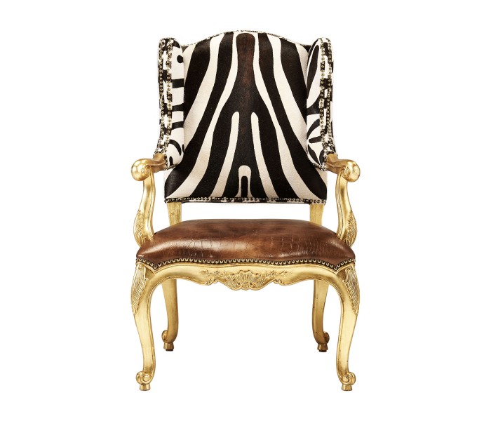 Conservatory Chair -  Serengeti Chocolate Zebra & Cuero Croc British Tan