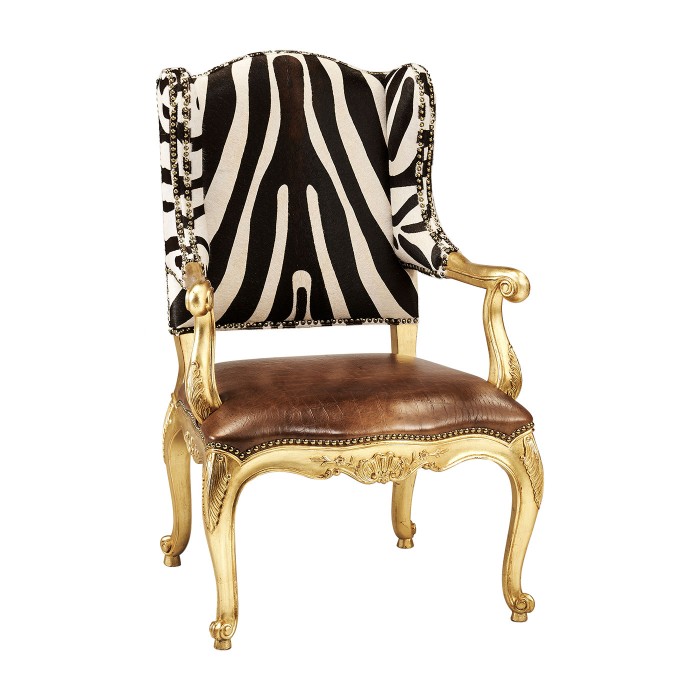 Conservatory Chair -  Serengeti Chocolate Zebra & Cuero Croc British Tan