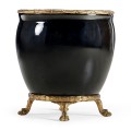 BLACK GLOSSY CERAMIC CHINESE VASE