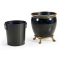 BLACK GLOSSY CERAMIC CHINESE VASE