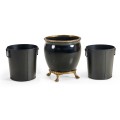 BLACK GLOSSY CERAMIC CHINESE VASE