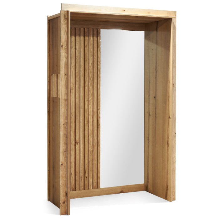 CORRIDOR WALL CLADDING FEATURE WITH MIRRORS & REMOVABLE FURNITURE (LEFT)