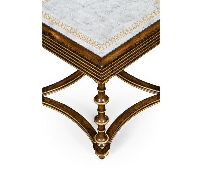 Walnut and Églomisé Side Table