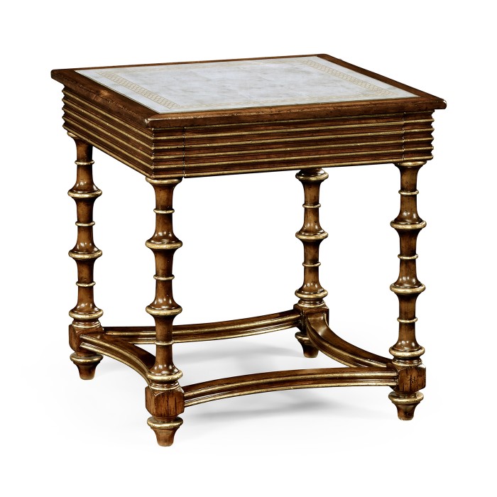 Walnut and Églomisé Side Table