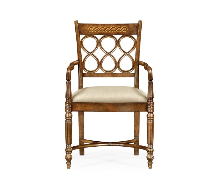 Rope twist veneer open back chair (Arm)