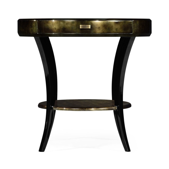 Dark Bronze Round Side Table with Drawer