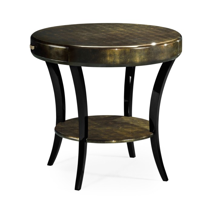 Dark Bronze Round Side Table with Drawer