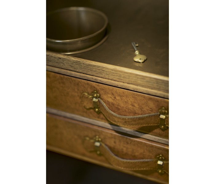 Travel Trunk Style Wine and Cocktail Cabinet