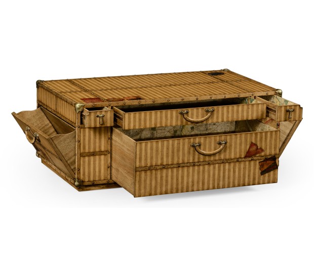 Travel Trunk Style Coffee Table with Storage