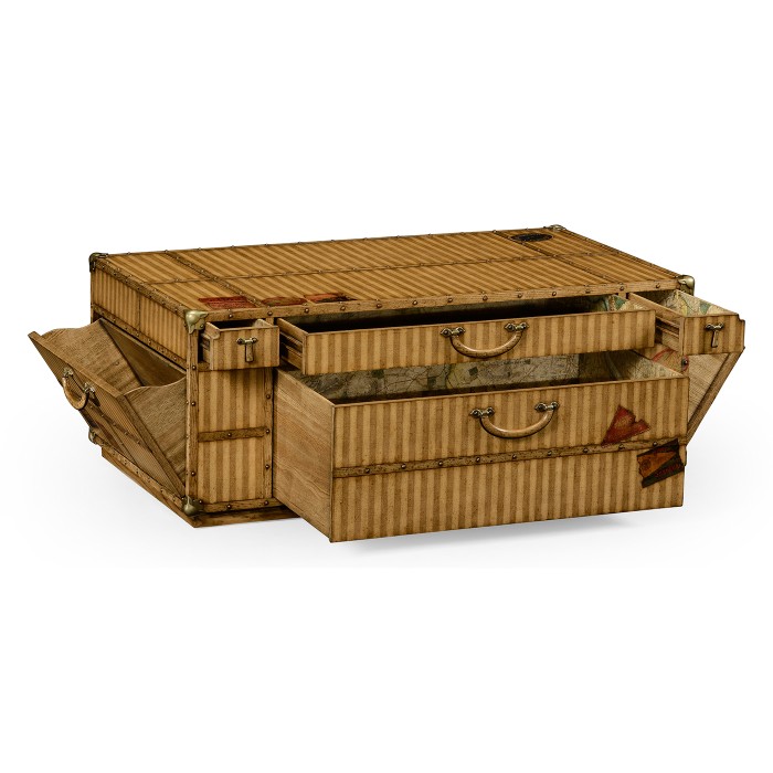 Travel Trunk Style Coffee Table with Storage