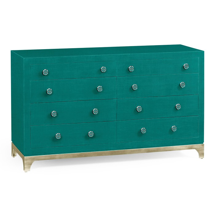 Peacock & Silver Double Low Chest